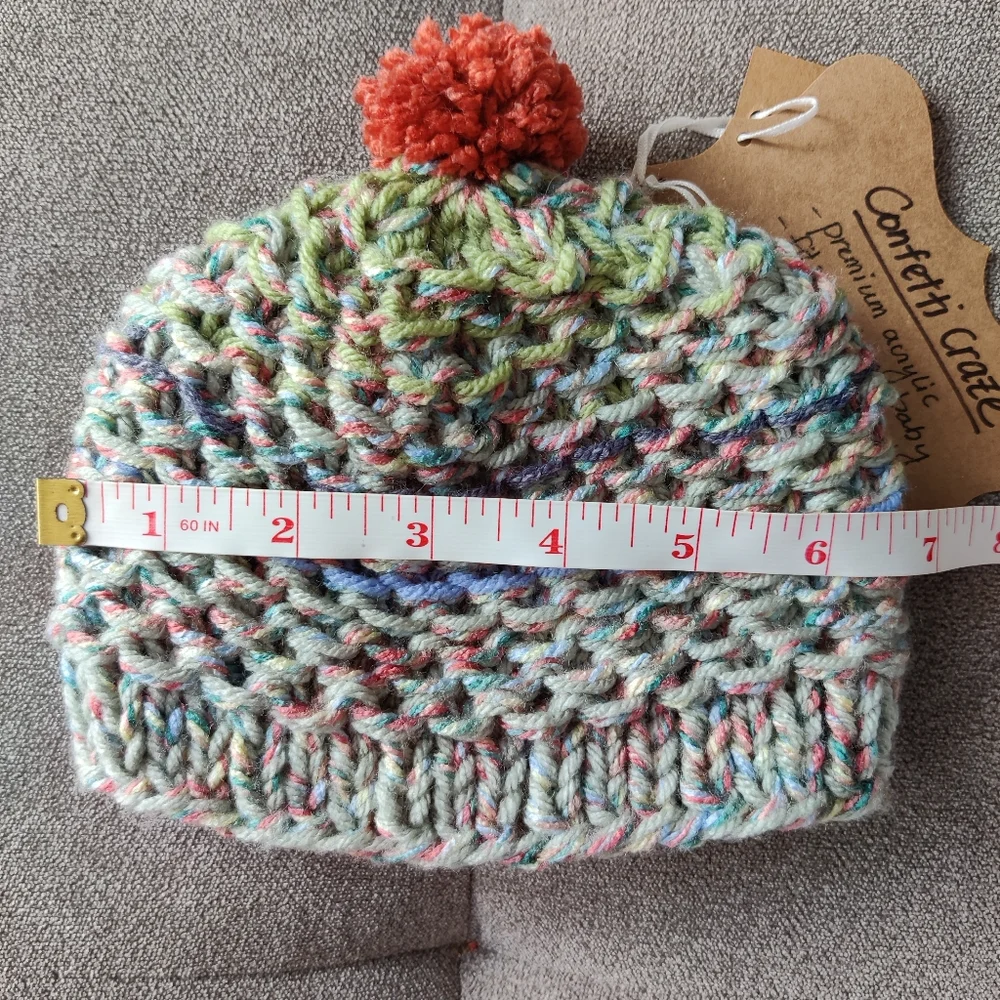 Hand knit Confetti Beanie, Baby Newborn Size